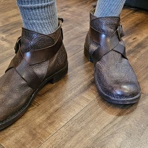 Moma men's strappy boots. Brown leather. 45